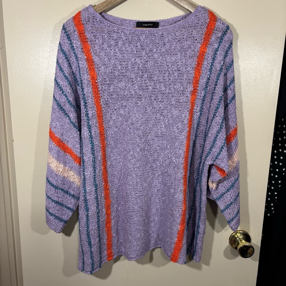DOKOTOO Women's Purple and Orange Sweater Size XL - Picture 2 of 6